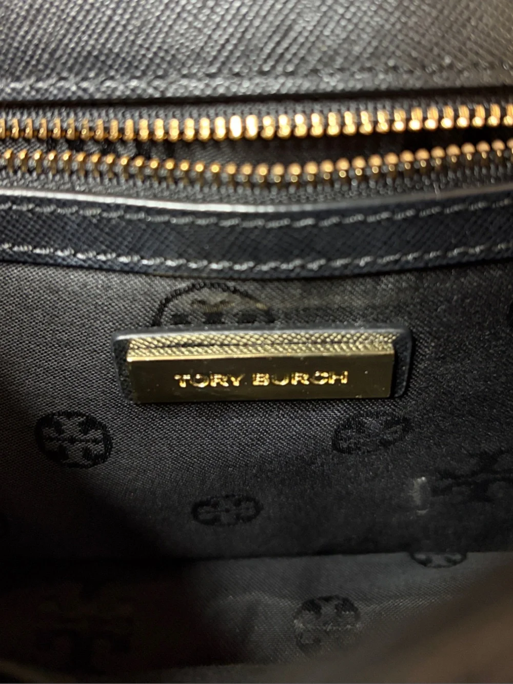 Tory Burch Black Saffiano Leather Crossbody with Gold Chain